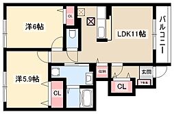 サニー　レジデンス　II 1階2LDKの間取り