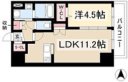 プレイズシード名古屋亀島 2階1LDKの間取り