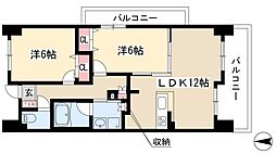 ヴィラエーデル大須 4階2LDKの間取り