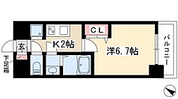 プレサンス鶴舞公園セラヴィ 1Kの間取図画像