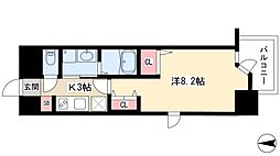 パルティール中村公園 1Kの間取図画像