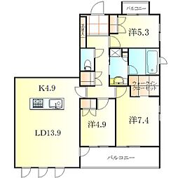 サンクレーア矢場町 3LDKの間取図画像