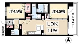 プレサンスロジェ名駅南 2LDKの間取図画像