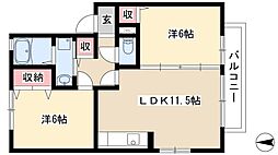 レェーヴ江向 2LDKの間取図画像