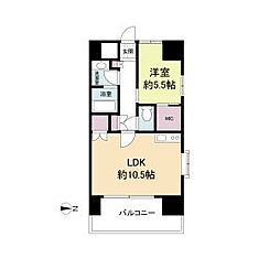 ラドゥセール山王 1LDKの間取図画像
