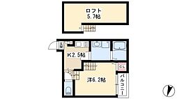 クオーレ名古屋 1Kの間取図画像