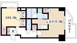 CASSIA車道 1LDKの間取図画像