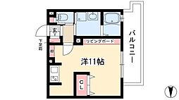 ルシェット白川公園 ワンルームの間取図画像