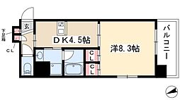 グランエターナ名古屋鶴舞 1DKの間取図画像