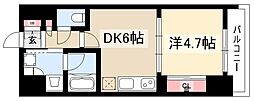 プレサンスロジェ名古屋駅GATEFRONT 1DKの間取図画像