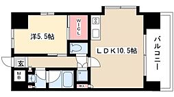 ラドゥセール山王 1LDKの間取図画像