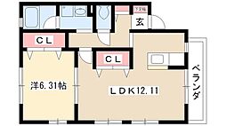 グレイスライフ高畑 1LDKの間取図画像