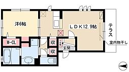 サンクリア蒼 1LDKの間取図画像