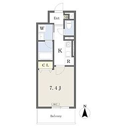 ファスティーナ本陣 1Kの間取図画像
