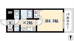 プレサンス泉セントマーク 1Kの間取図画像