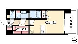 プレサンスジェネ栄 ワンルームの間取図画像