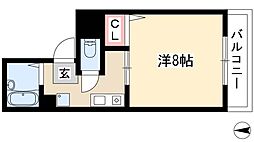サンシャイン上前津 1Kの間取図画像