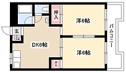 千原ビル 2DKの間取図画像