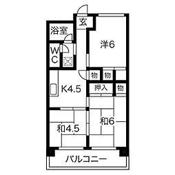 第一モナミマンション 3DKの間取図画像