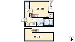ハーモニーテラス八田2 1Kの間取図画像