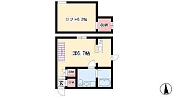 プリマ八田壱番館 1Kの間取図画像