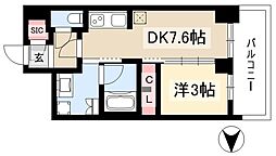 プレサンスロジェ名古屋駅GATEFRONT 1DKの間取図画像