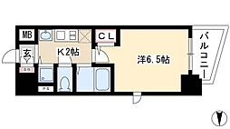 プレサンス金山グリーンパークス 1Kの間取図画像