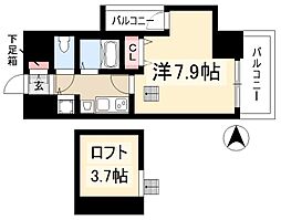 プレサンス名古屋駅前アクシス 1Kの間取図画像