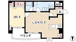 スプレンドールイルフィオーレ 1LDKの間取図画像