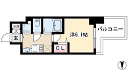プレサンス錦プレミアム 1Kの間取図画像
