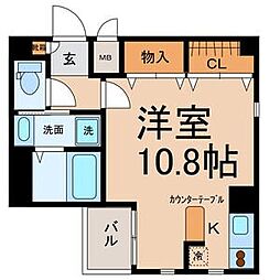 鳥居西アベニュー ワンルームの間取図画像