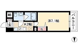 ラドゥセール山王 1Kの間取図画像
