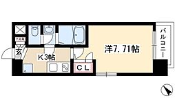 アルフィーレ新栄 1Kの間取図画像