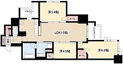 プレサンスロジェ桜通代官町 3LDKの間取図画像