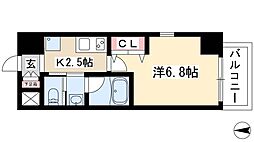 プレジデント大須 1Kの間取図画像