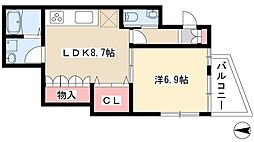 トータスビル 1DKの間取図画像