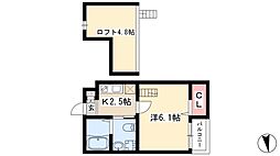 プレジール黄金 1Kの間取図画像