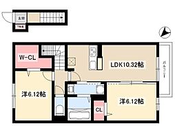レーヴ豊栄 2LDKの間取図画像