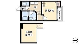 アステール 1Kの間取図画像