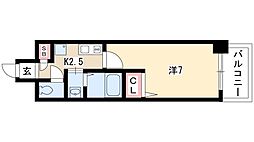 フローライト上前津 1Kの間取図画像