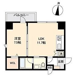 パークフラッツ新栄 1LDKの間取図画像