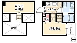 プランドールN 1Kの間取図画像