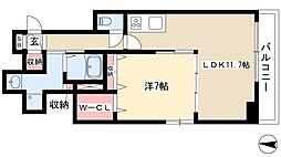 MONZEN偕 1LDKの間取図画像