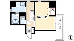 セレニティー名駅西 1Kの間取図画像
