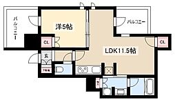 プラウドタワー名古屋久屋大通公園 1LDKの間取図画像