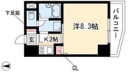 アビタシオン鶴舞 1Kの間取図画像