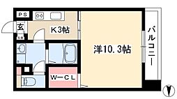 グレイス泉 1Kの間取図画像
