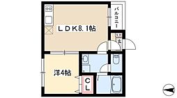 グランハイツ本陣 1LDKの間取図画像