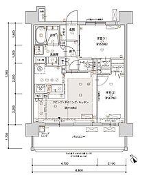 ファミリアーレ名古屋ブライト 2LDKの間取図画像