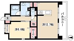 高畑T-2マンション 1LDKの間取図画像